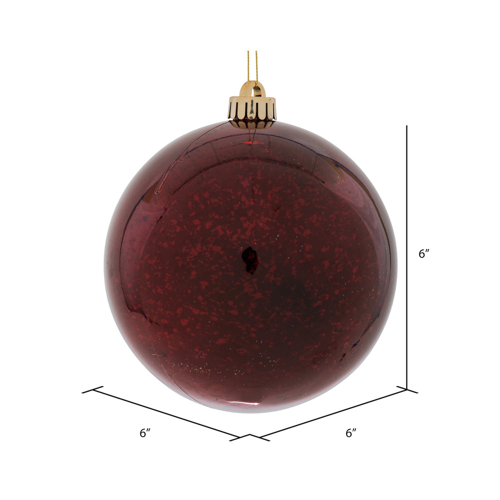 4" Shiny Mercury Ball Ornament - Burgundy - Set of 4 Burgundy — view 2