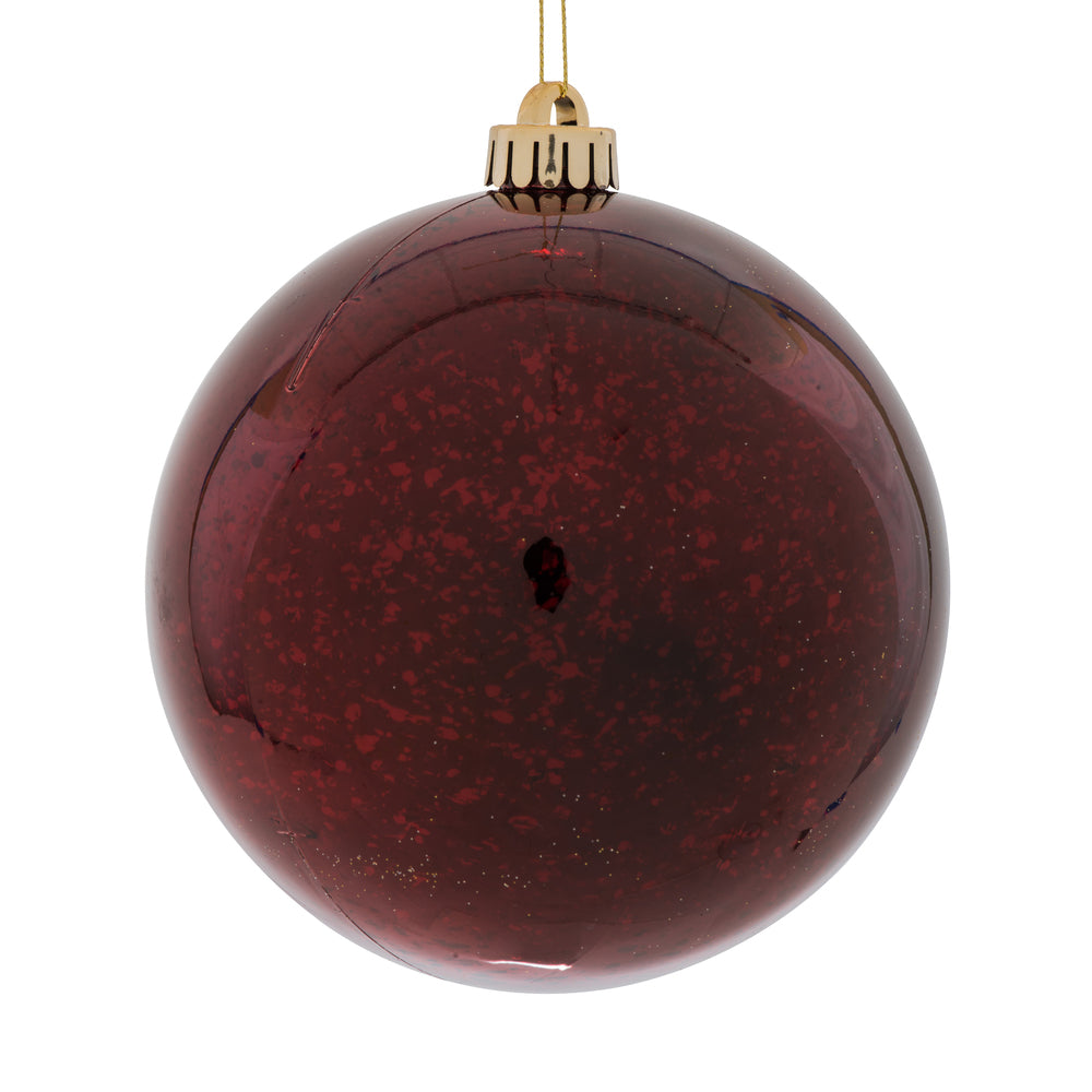 4" Shiny Mercury Ball Ornament - Burgundy - Set of 4 Burgundy — view 1