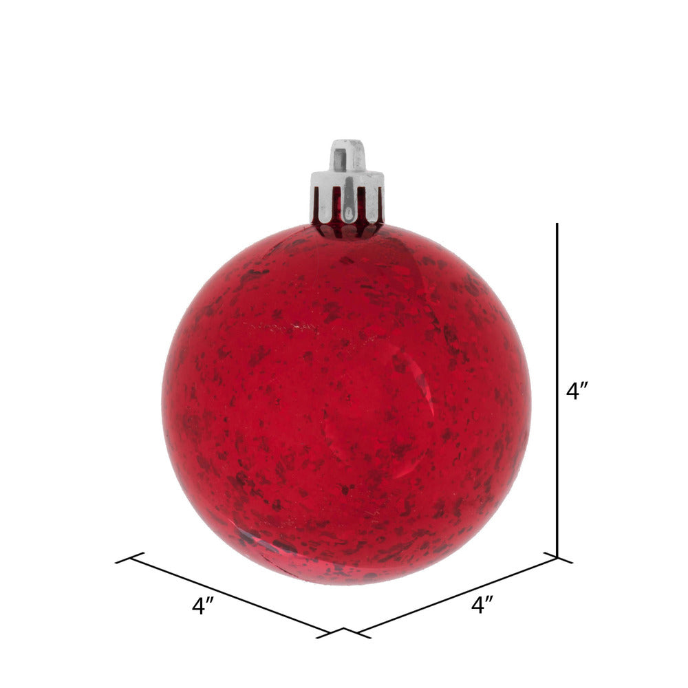 4" Shiny Mercury Ball Ornament - Red Red — view 2