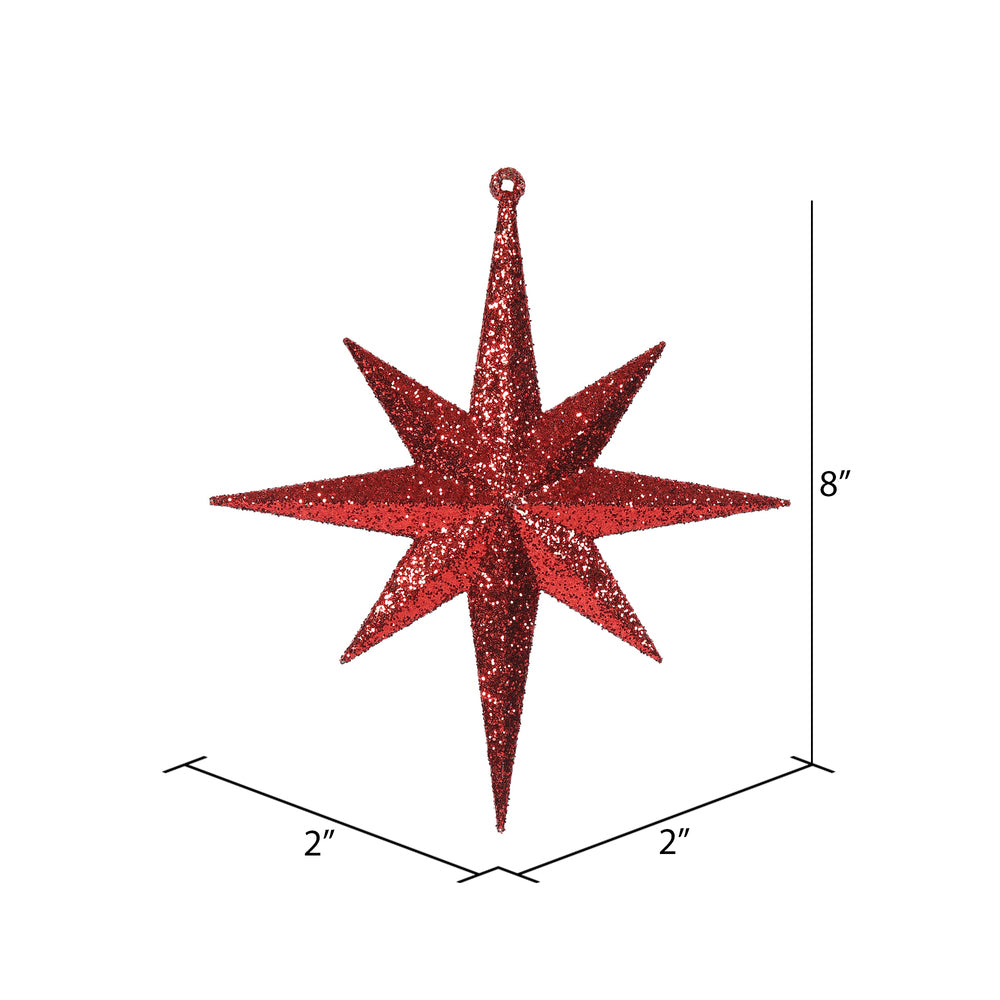 4" Glitter Bethlehem Star Ornament - Red - Set of 4 Red — view 2
