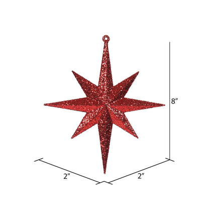 4" Glitter Bethlehem Star Ornament - Red - Set of 4 Red — view 2