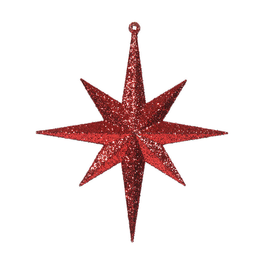 10" Glitter Bethlehem Star Ornament - Red - Set of 4 Red