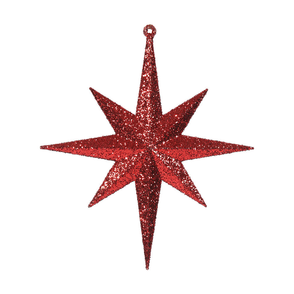 10" Glitter Bethlehem Star Ornament - Red - Set of 4 Red — view 1