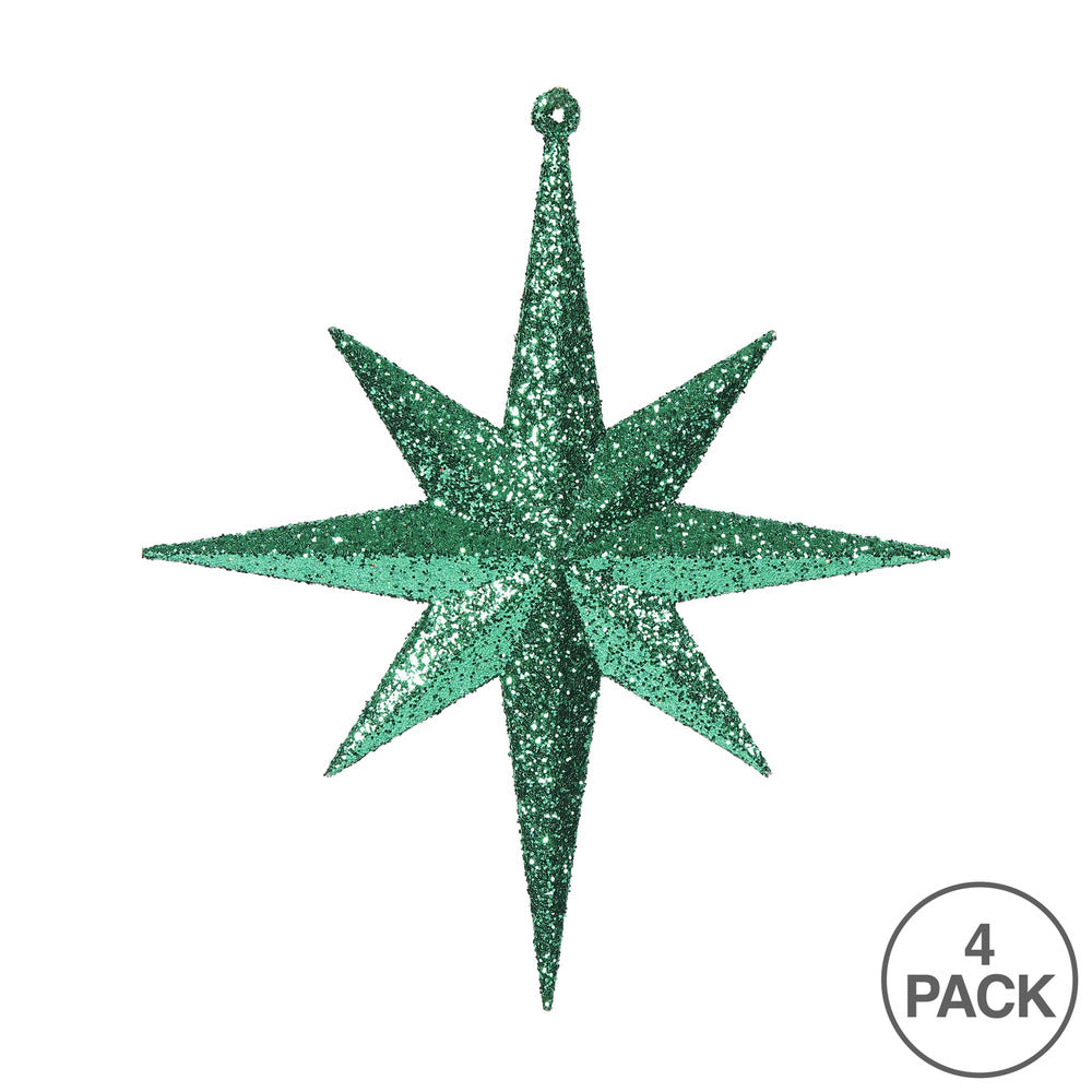10" Glitter Bethlehem Star Ornament - Green - Set of 4 Green — view 3