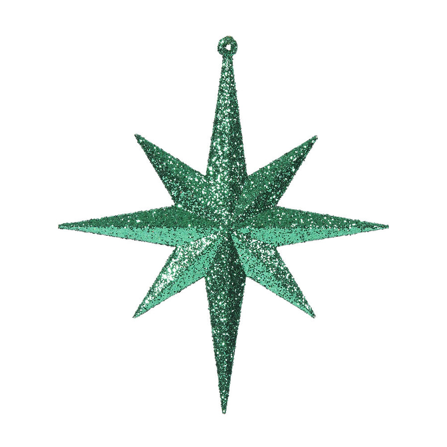 10" Glitter Bethlehem Star Ornament - Green - Set of 4 Green