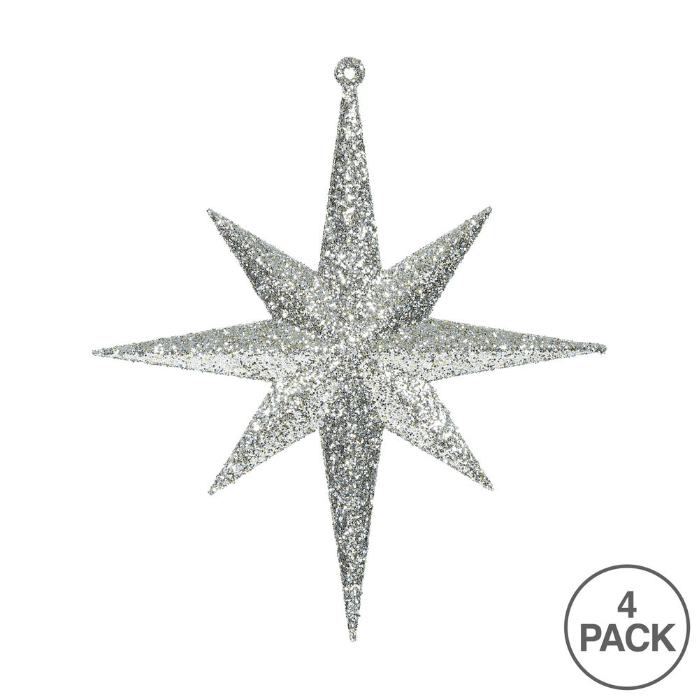 10" Glitter Bethlehem Star Ornament - Champagne - Set of 4 Champagne — view 3