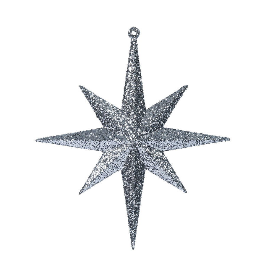 10" Glitter Bethlehem Star Ornament - Pewter - Set of 4 Pewter