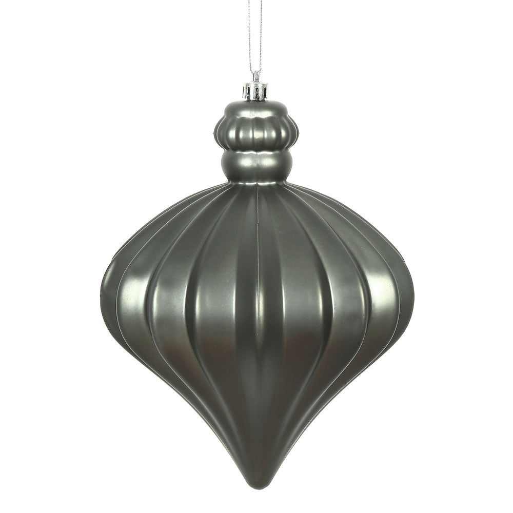 4" Matte Onion Drop Ornament - Pewter - Set of 4 Pewter — view 1