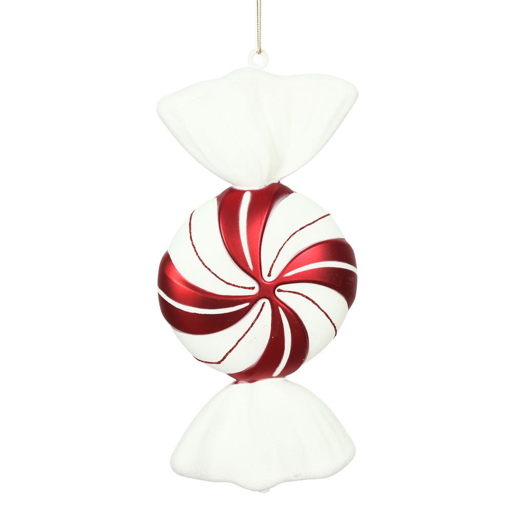 12" Round Swirl Candy Ornament - Red/White - Set of 2 — view 4