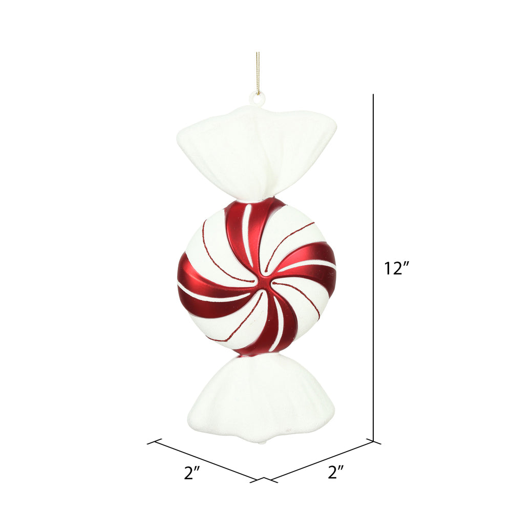 12" Round Swirl Candy Ornament - Red/White - Set of 2 — view 6