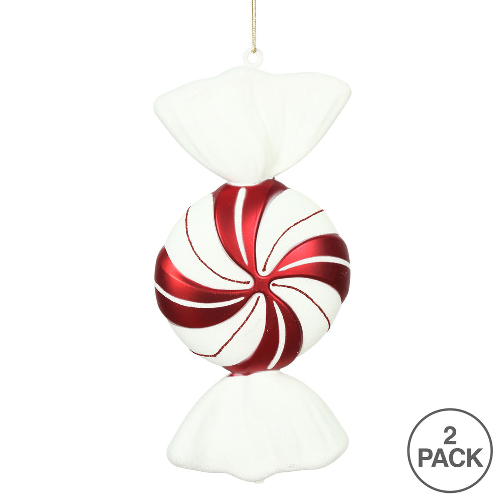 12" Round Swirl Candy Ornament - Red/White - Set of 2 — view 5