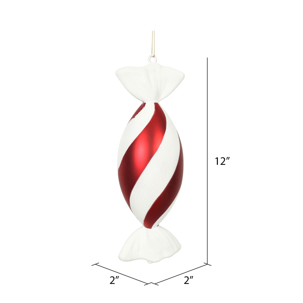 12" Swirl Drop Candy Ornament - Red/White - Set of 2 — view 6