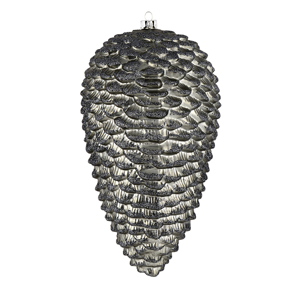 7" Matte Glitter Pinecone Ornament - Limestone - Set of 4 Limestone — view 1