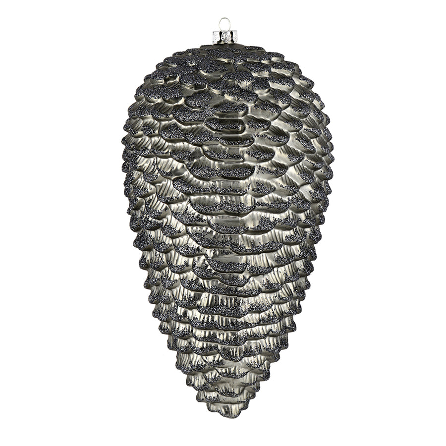 7" Matte Glitter Pinecone Ornament - Limestone - Set of 4 Limestone