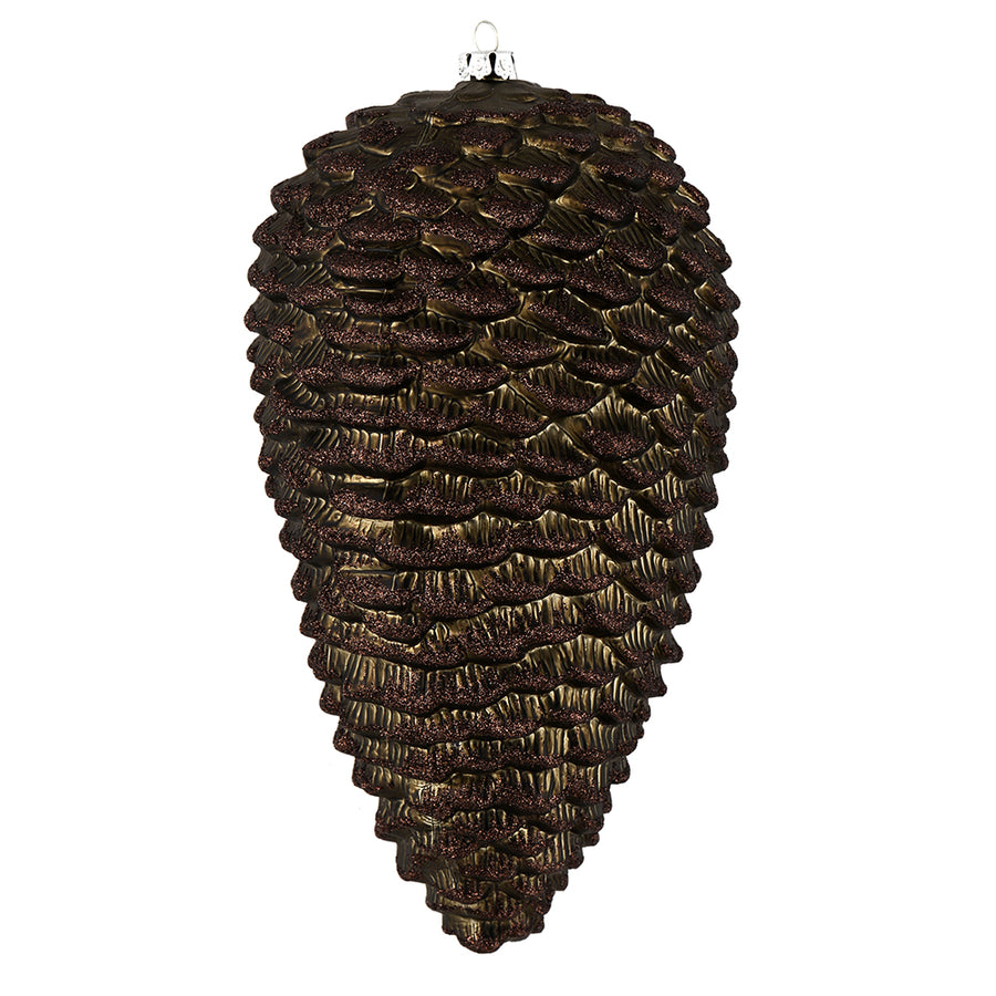 7" Matte Glitter Pinecone Ornament - Gunmetal - Set of 4 Gunmetal