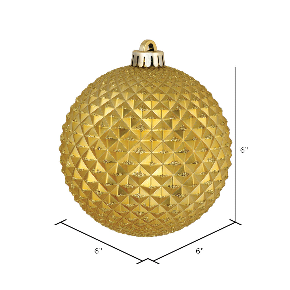 4" Durian Glitter Ball Ornament - Gold - Set of 6 Gold — view 2