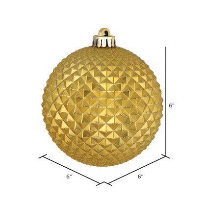4" Durian Glitter Ball Ornament - Gold - Set of 6 Gold — view 2