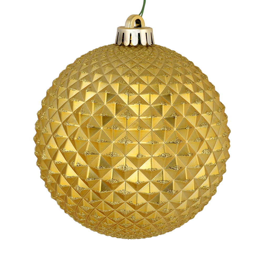 4" Durian Glitter Ball Ornament - Gold - Set of 6 Gold — view 1