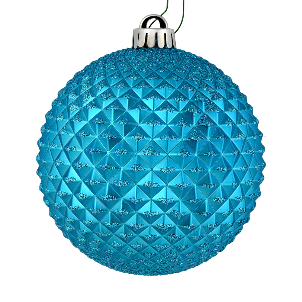 4" Durian Glitter Ball Ornament - Turquoise - Set of 6 Turquoise — view 1
