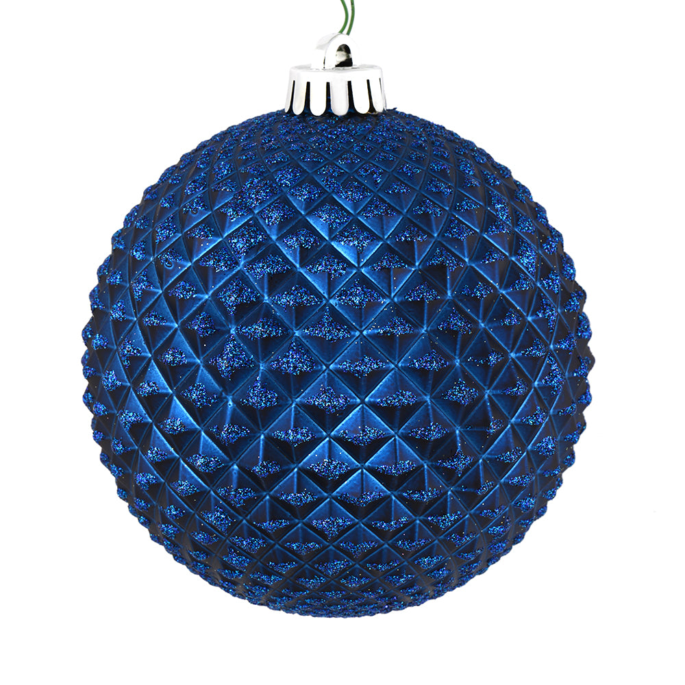 4" Durian Glitter Ball Ornament - Midnight Blue - Set of 6 Midnight Blue — view 1