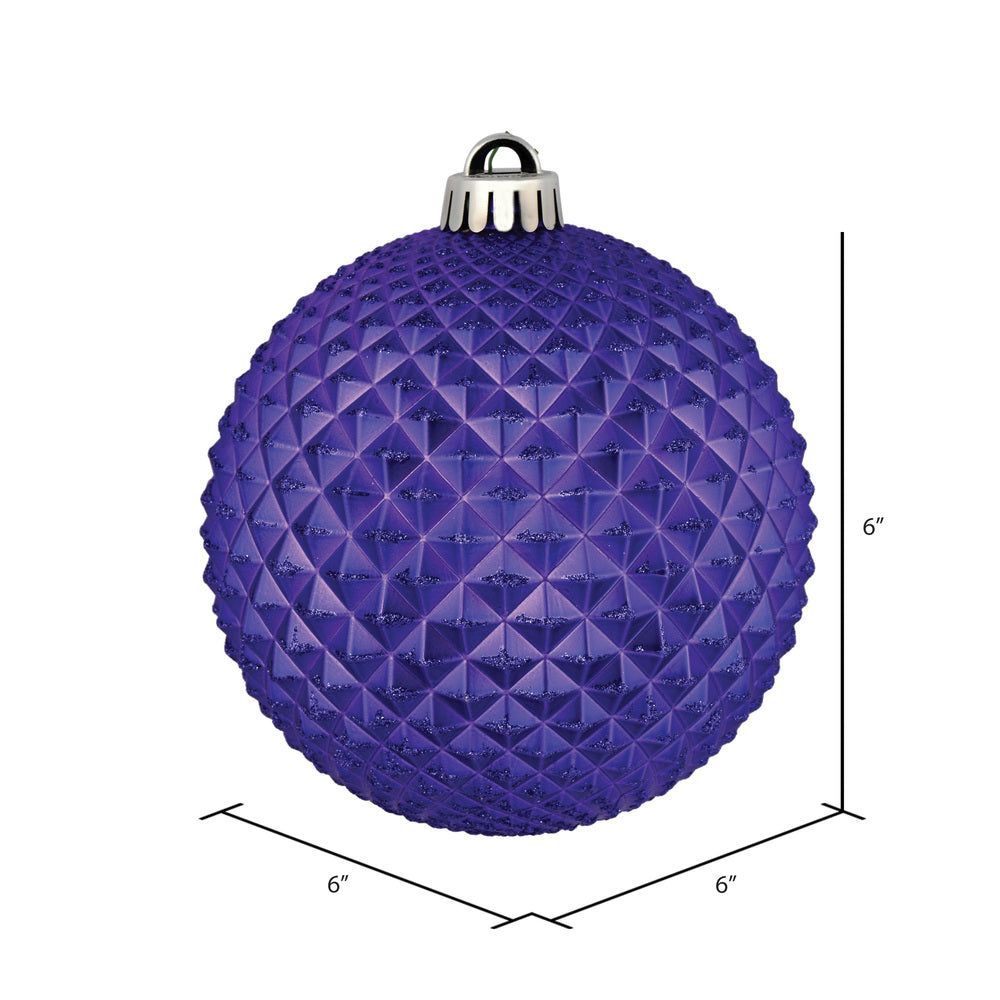 4" Durian Glitter Ball Ornament - Purple - Set of 6 Purple — view 2