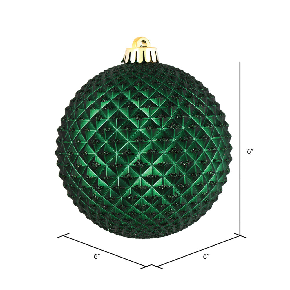 4" Durian Glitter Ball Ornament - Midnight Green - Set of 6 Midnight Green — view 2