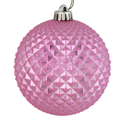 4" Durian Glitter Ball Ornament - Pink - Set of 6 Pink — view 1
