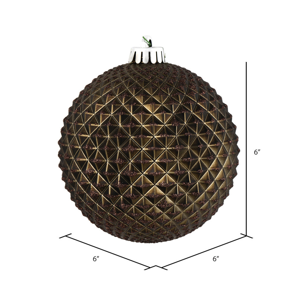 4" Durian Glitter Ball Ornament - Gunmetal - Set of 6 Gunmetal — view 2