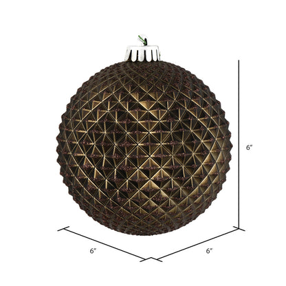 4" Durian Glitter Ball Ornament - Gunmetal - Set of 6 Gunmetal — view 2