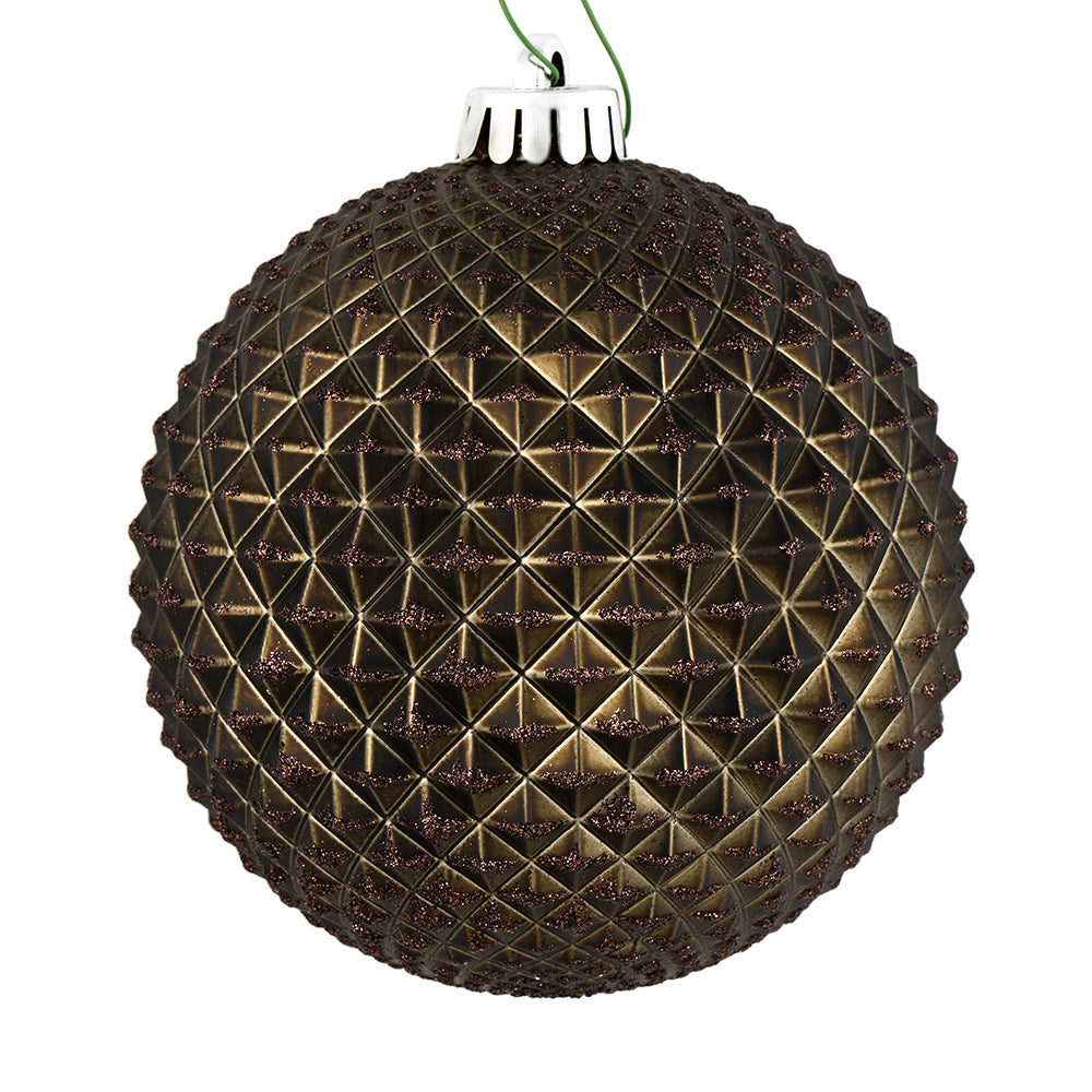 4" Durian Glitter Ball Ornament - Gunmetal - Set of 6 Gunmetal — view 1
