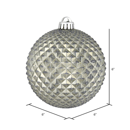 4" Durian Glitter Ball Ornament - Pewter - Set of 6 Pewter — view 2