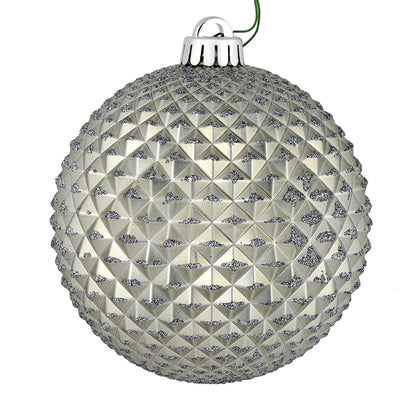 4" Durian Glitter Ball Ornament - Pewter - Set of 6 Pewter — view 1