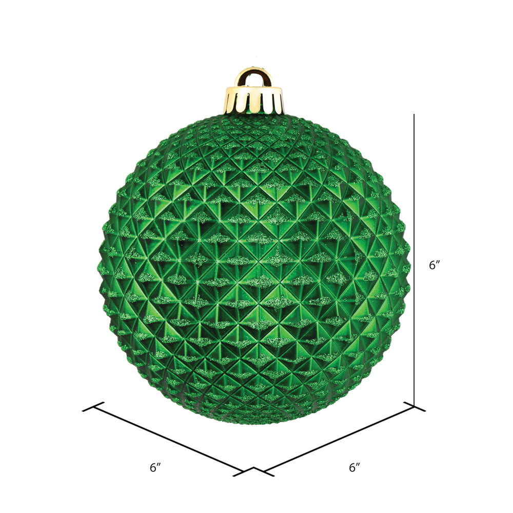 4" Durian Glitter Ball Ornament - Green - Set of 4 Green — view 2