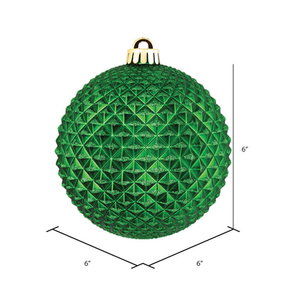 4" Durian Glitter Ball Ornament - Green - Set of 4 Green — view 2