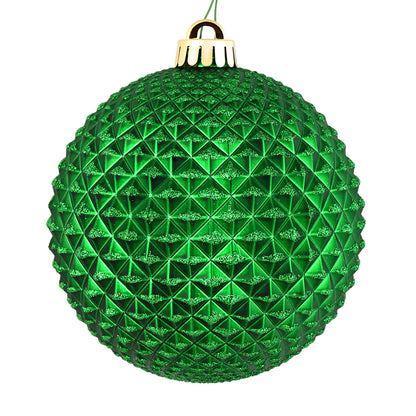 4" Durian Glitter Ball Ornament - Green - Set of 4 Green — view 1