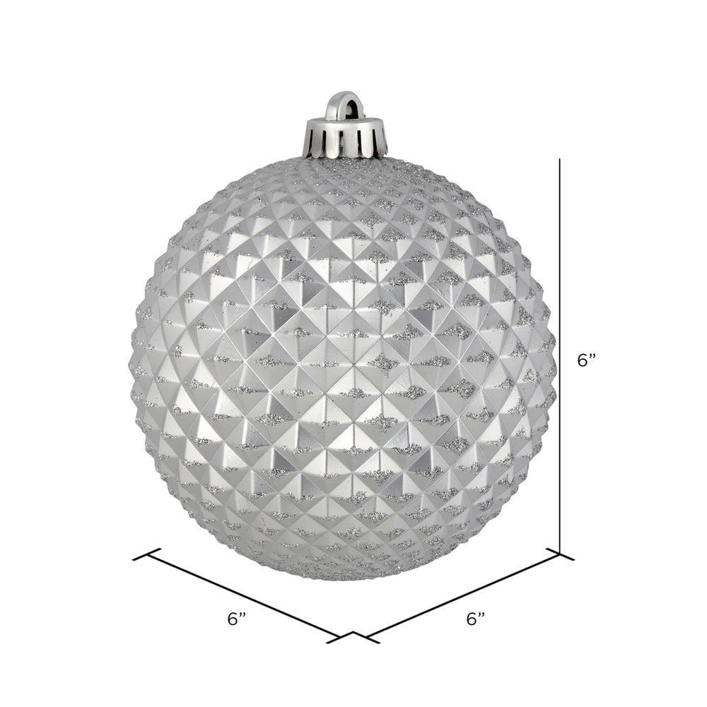 4" Durian Glitter Ball Ornament - Silver - Set of 4 Silver — view 2