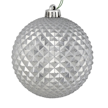 4" Durian Glitter Ball Ornament - Silver - Set of 4 Silver — view 1