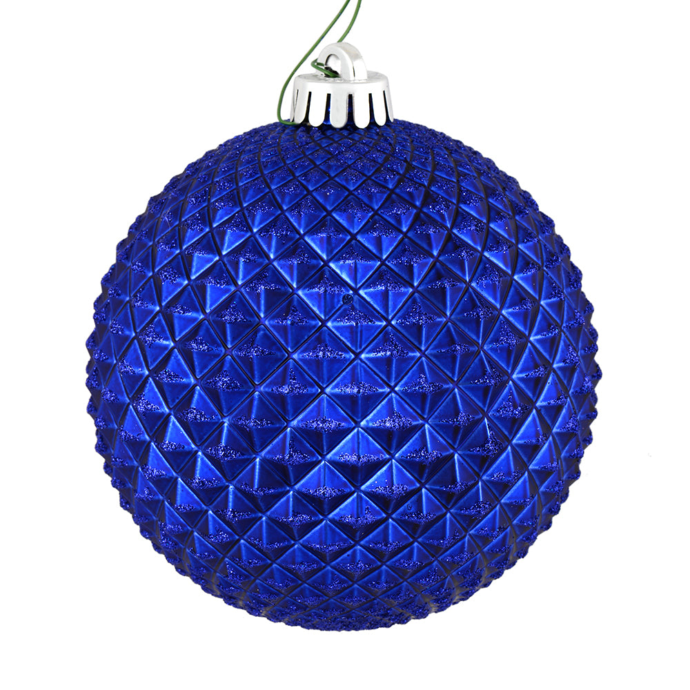 4" Durian Glitter Ball Ornament - Cobalt Blue - Set of 4 Cobalt Blue — view 1