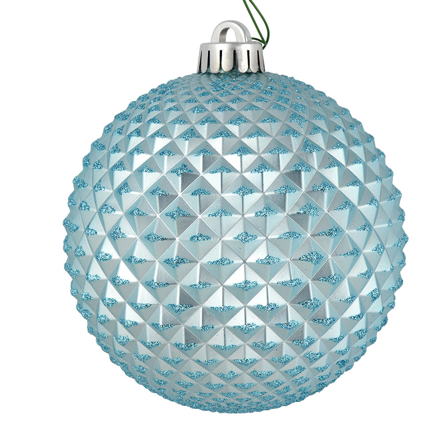6" Durian Glitter Ball Ornament - Baby Blue - Set of 4