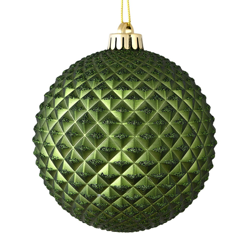 4" Durian Glitter Ball Ornament - Moss Green - Set of 4 Moss Green — view 1