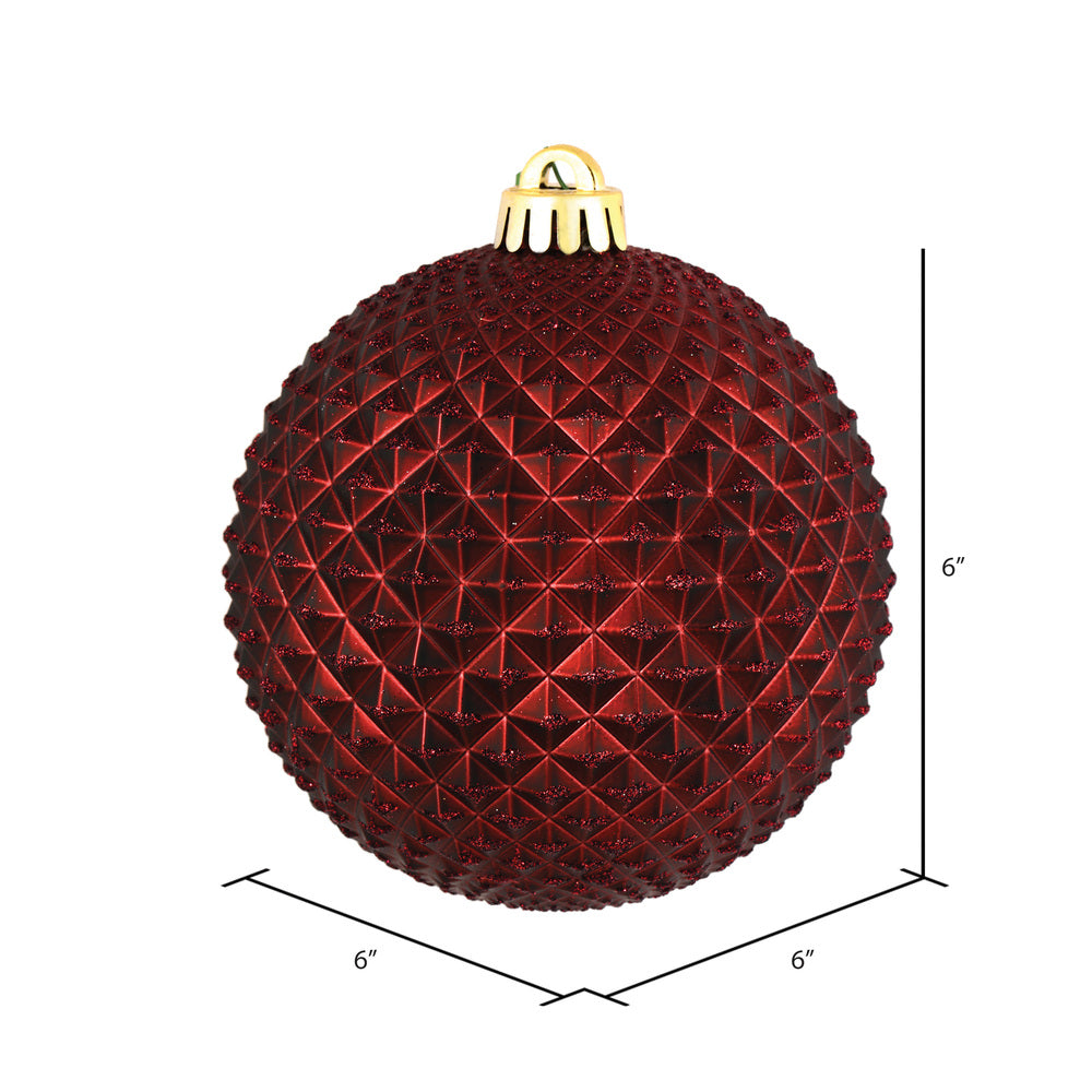 4" Durian Glitter Ball Ornament - Burgundy - Set of 4 Burgundy — view 2