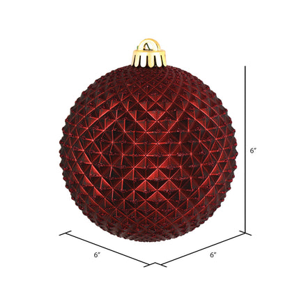 4" Durian Glitter Ball Ornament - Burgundy - Set of 4 Burgundy — view 2