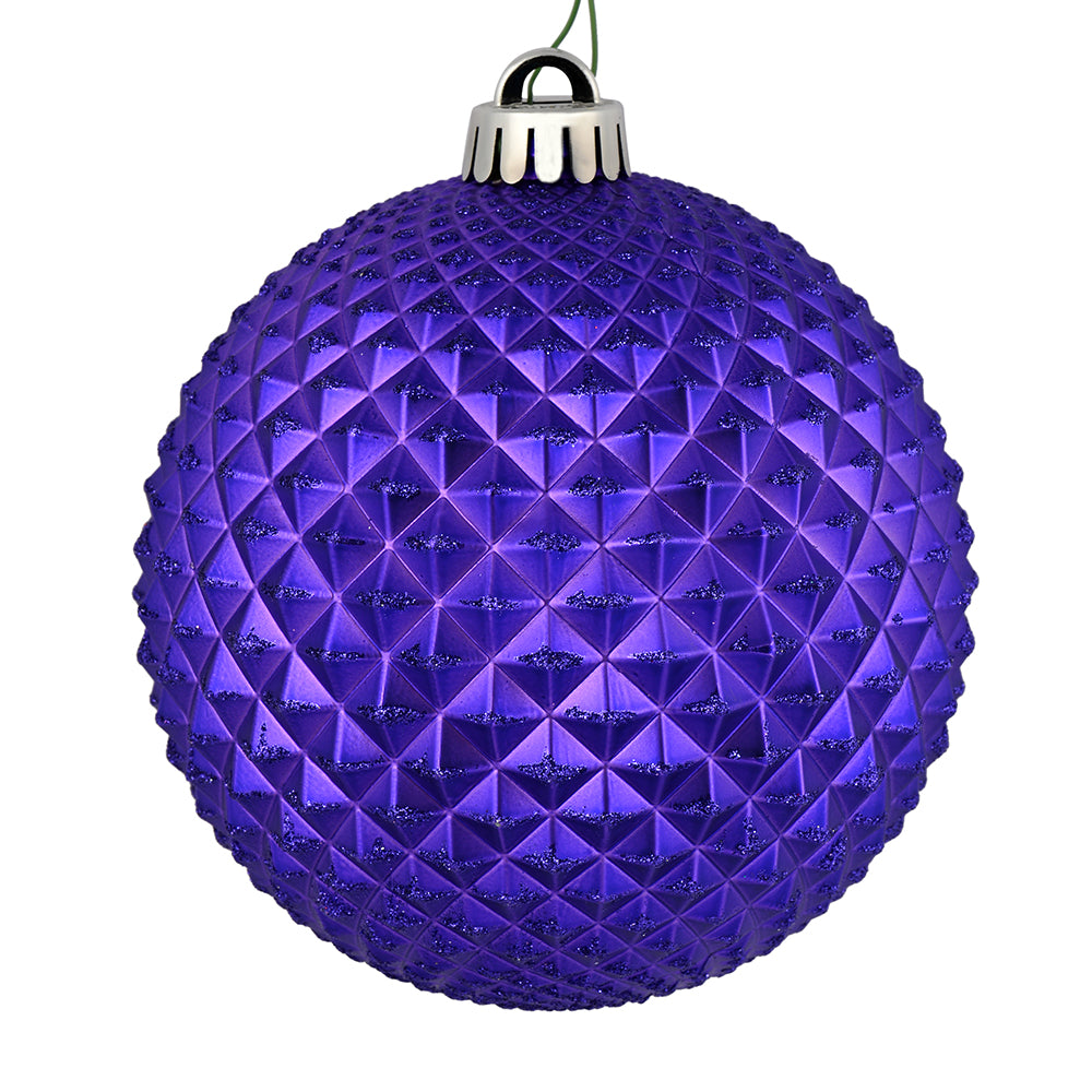 4" Durian Glitter Ball Ornament - Purple - Set of 4 Purple — view 1