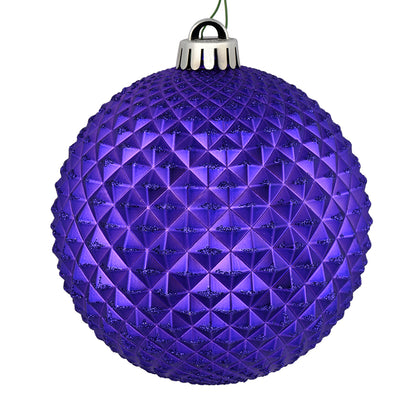 4" Durian Glitter Ball Ornament - Purple - Set of 4 Purple — view 1