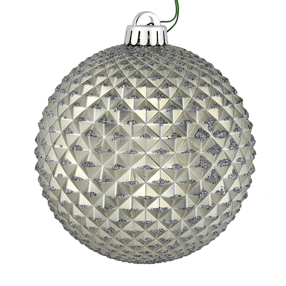 4" Durian Glitter Ball Ornament - Pewter - Set of 4 Pewter — view 1