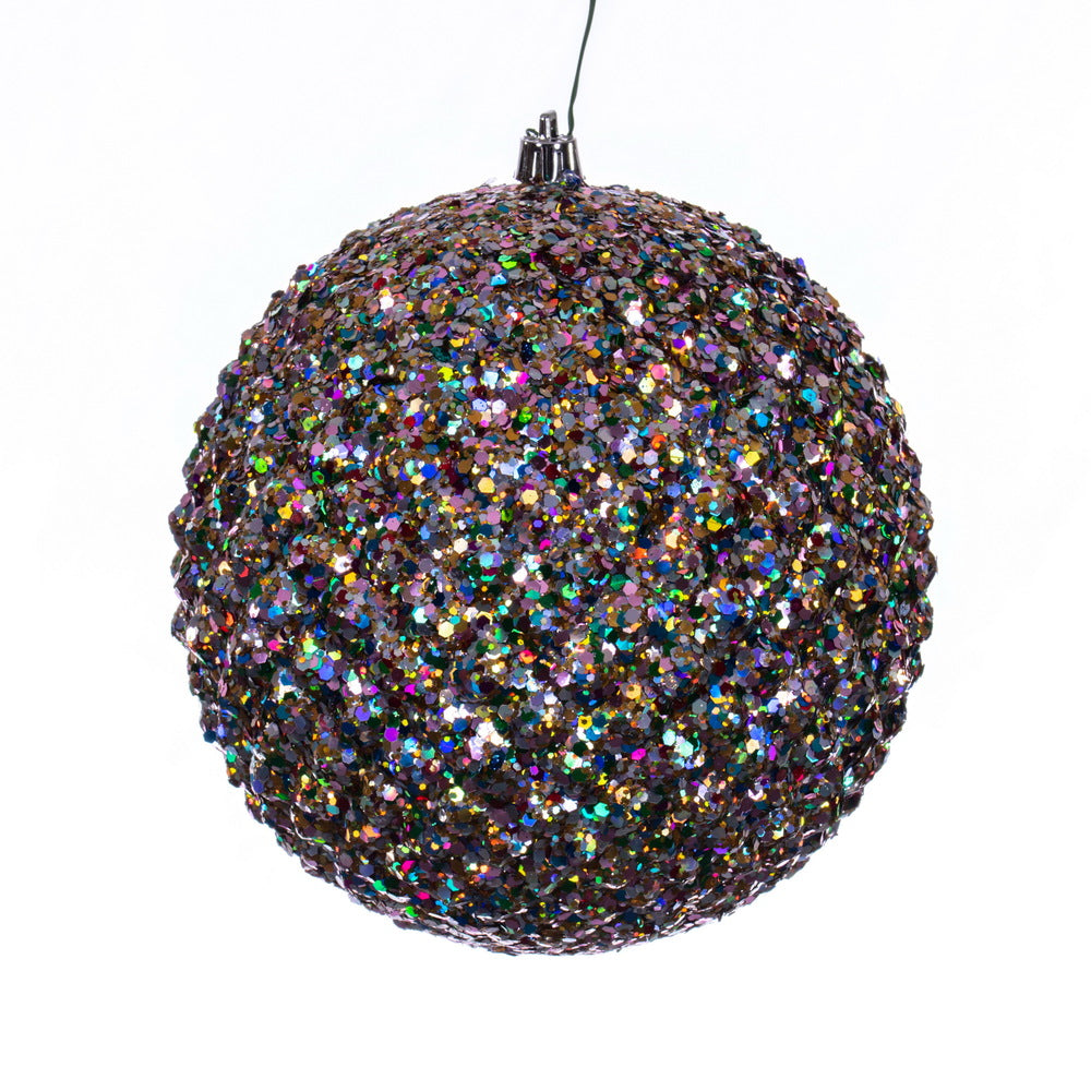 4" Durian Glitter Ball Ornament - Multicolor - Set of 4 Multicolor — view 1