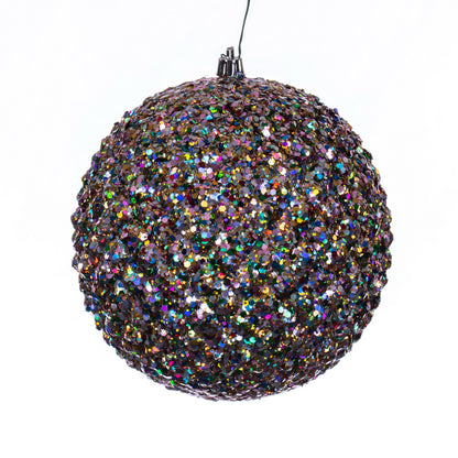 4" Durian Glitter Ball Ornament - Multicolor - Set of 4 Multicolor — view 1