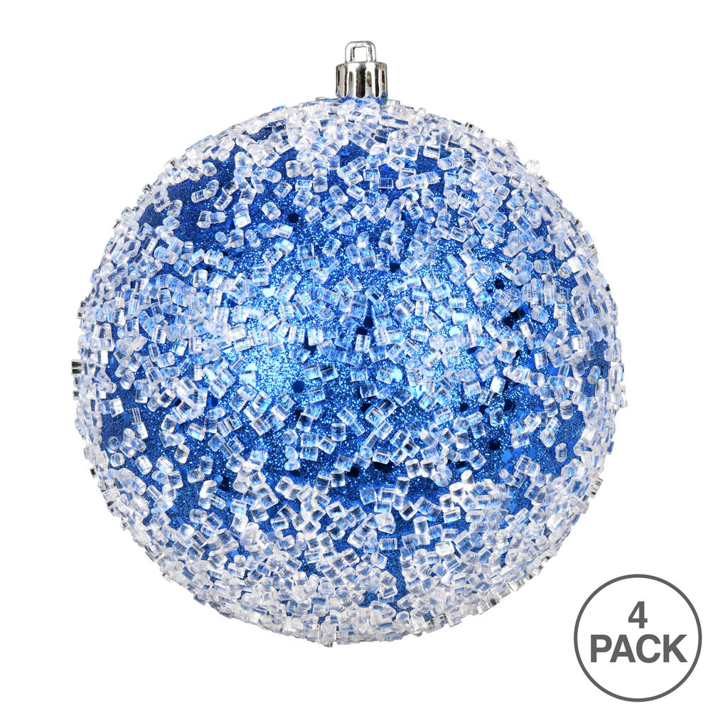 4" Glitter Hail Ball Ornament - Blue - Set of 4 Blue — view 2