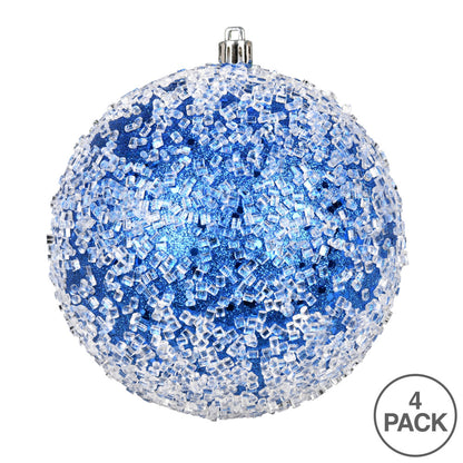 4" Glitter Hail Ball Ornament - Blue - Set of 4 Blue — view 2