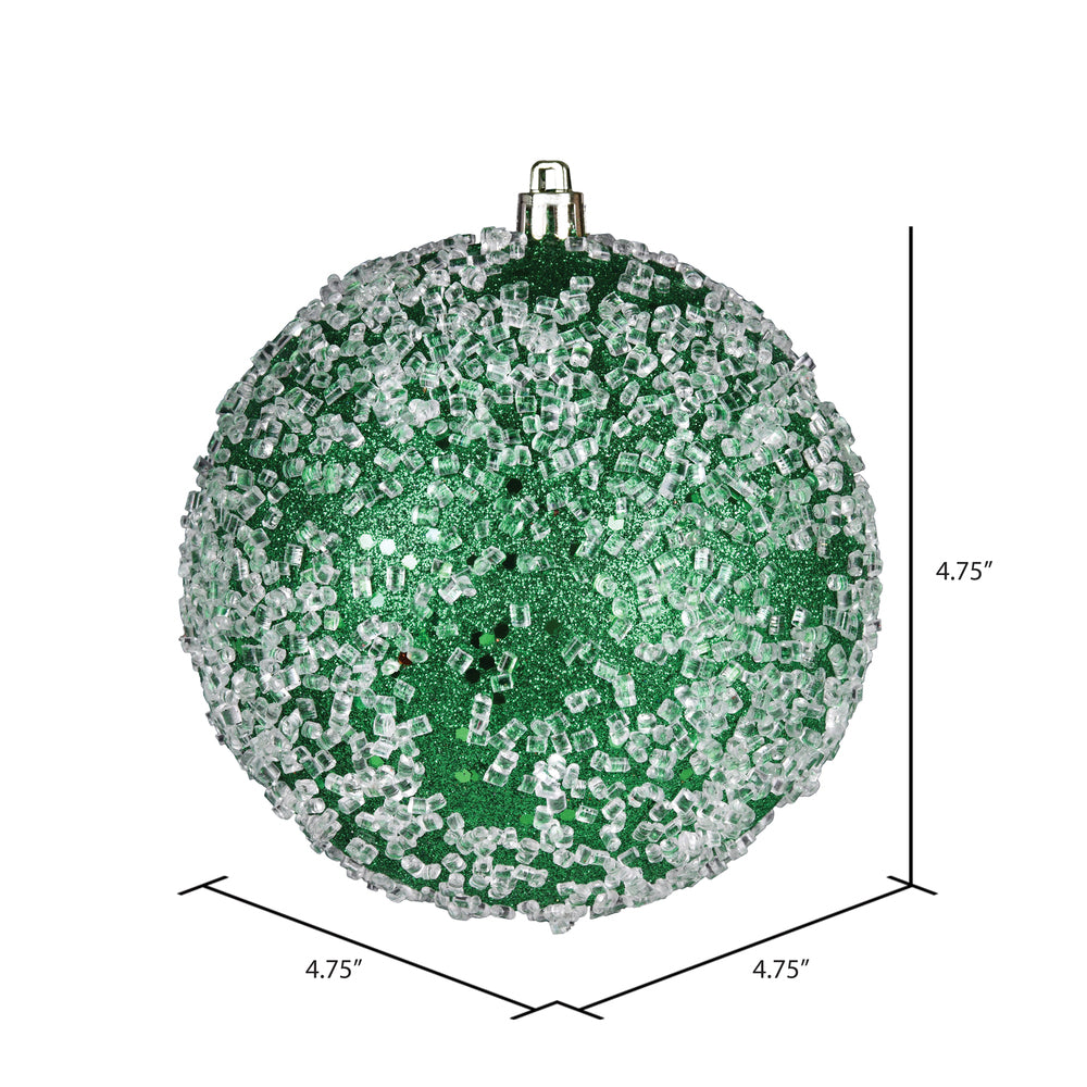 4" Glitter Hail Ball Ornament - Green - Set of 4 Green — view 2